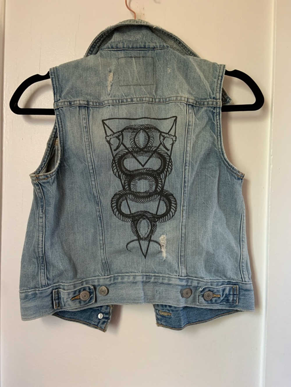 Levi's Light Blue Distressed Denim Vest